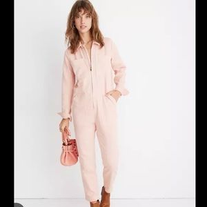 Madewell garment dyed zip front coverall in pink